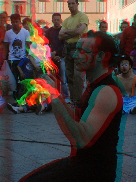 Asta di fuoco - Foto 3D :: Buskers Pirata Bologna 2010