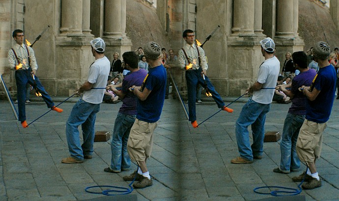 Sulla corda - Foto 3D :: Buskers Pirata Bologna 2010