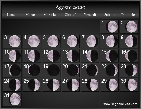 Calendario Lunare Fasi Lunari