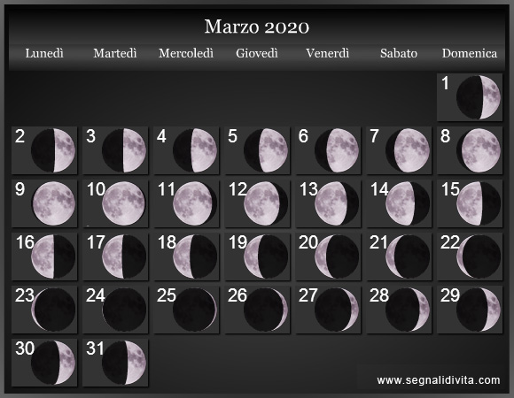 Calendario Lunare Fasi Lunari