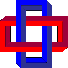 Illusione ottica di due figure intersecanti - Figura geometrica impossibile