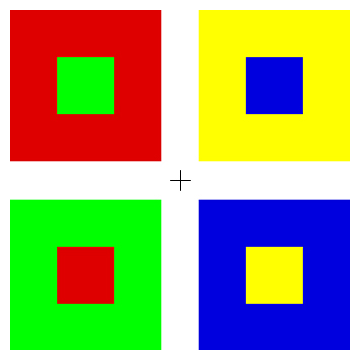 Illusione ottica di un inversione cromatica di quattro colori