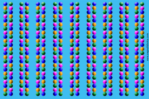 Illusione ottica di colonne parallele di sfere
