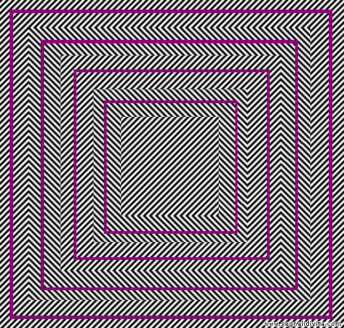 Illusione ottica di alterazione delle percezioni con dei quadrati