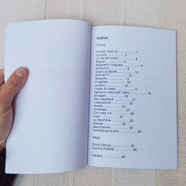 Indice del libro Amore, cosa sei?