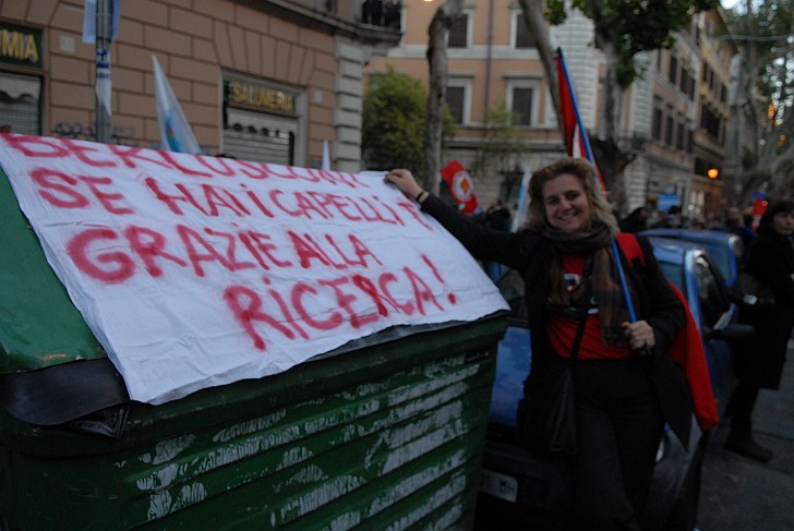 Se hai capelli è grazie alla ricerca - Fotografia del No Berlusconi Day