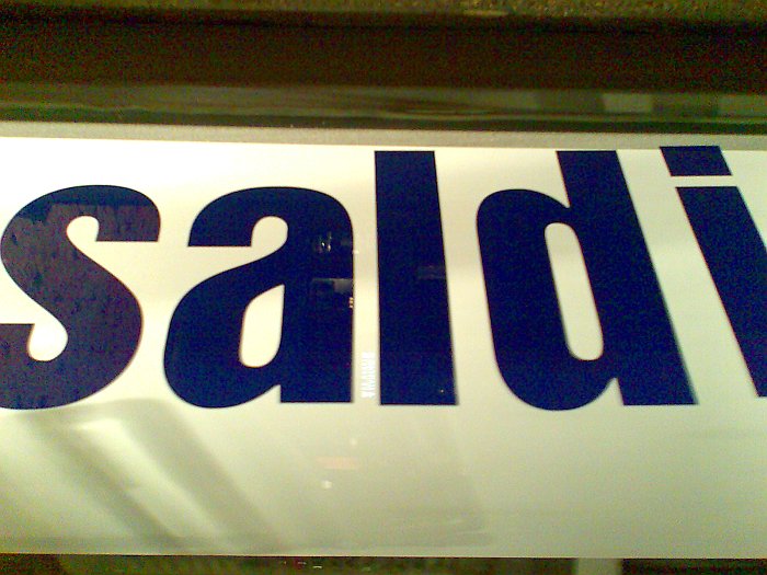 Saldi scritta blu